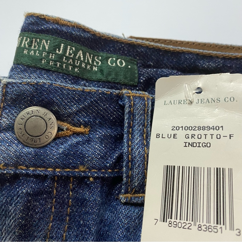 ⭐️HP⭐️ NEW Petite RALPH LAUREN INDIGO GROTTO PAISLEY SCROLL DESIGNER JEANS 2P - Picture 10 of 12